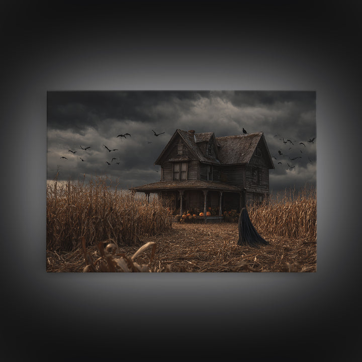 The Possessed Farmhouse, Landscape Wall Art, Dark Halloween Decor, Canvas Print, Halloween Wall Decor, Gothic Home Decor, Macabre Wall Art