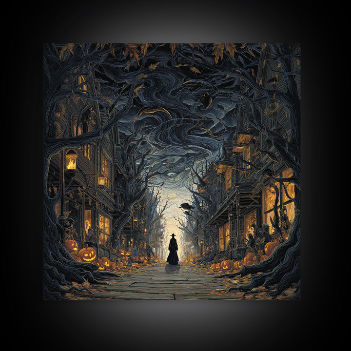 The Ghost Town Main Street, Square Wall Art, Spooky Home Decor, Canvas Print, Halloween Wall Decor, Gothic Home Decor