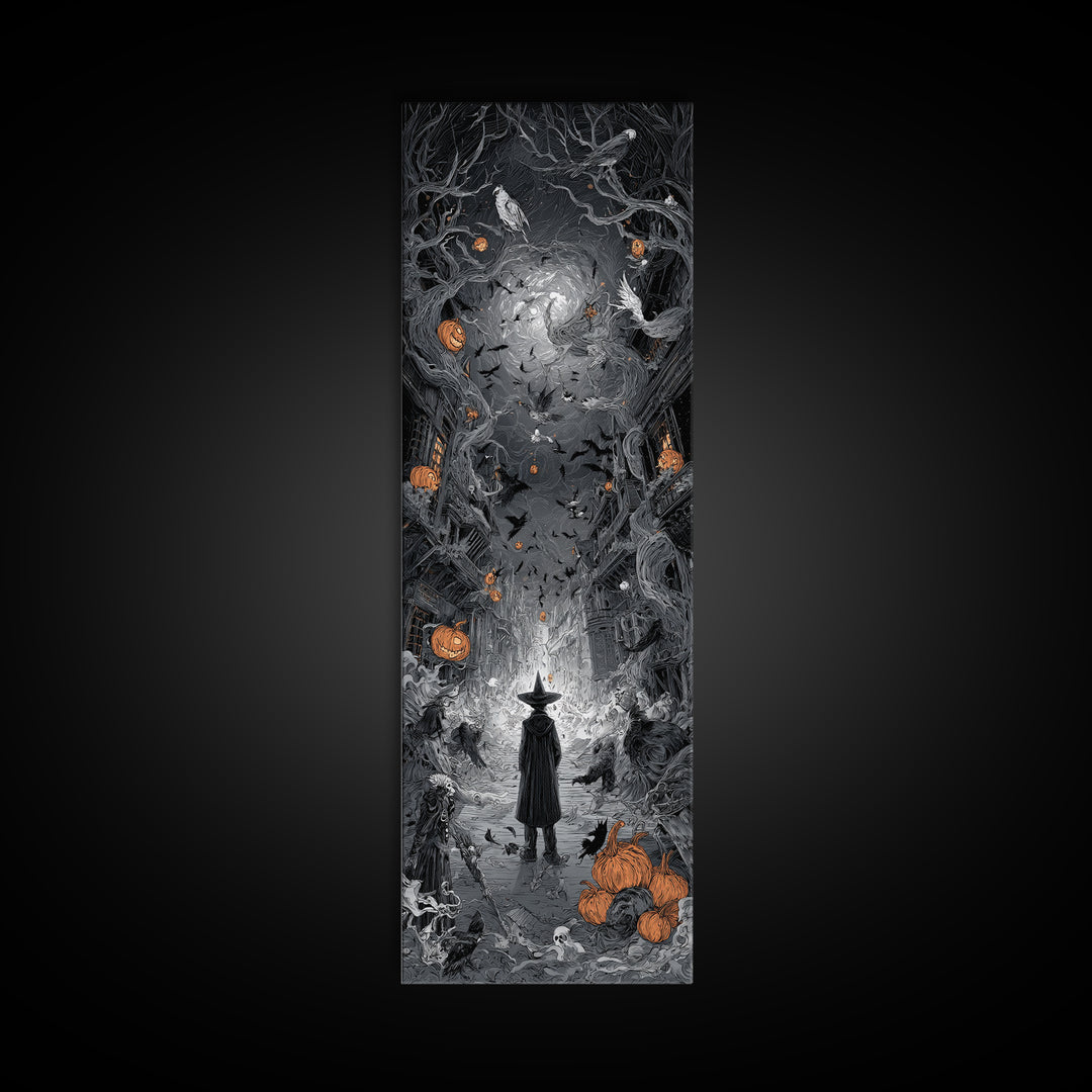 The Ghost Town Main Street, Tall Narrow Wall Art, Dark Fantasy Wall Art, Canvas Print, Halloween Wall Decor, Gothic Home Decor