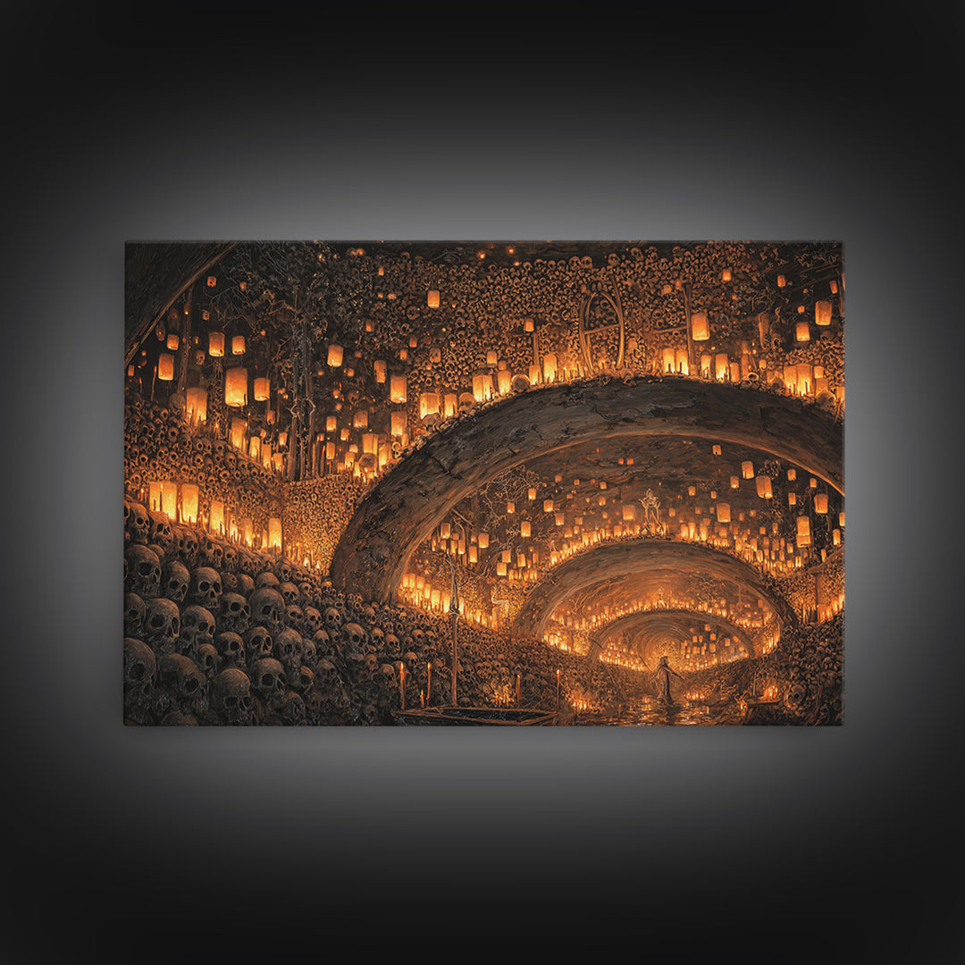 The Endless Catacombs, Landscape Wall Art, Spooky Home Decor, Canvas Print, Halloween Wall Decor, Gothic Home Decor, Seasonal Home Decor