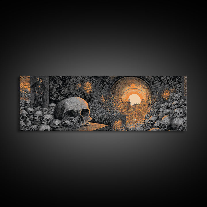 The Endless Catacombs, Extra Wide Wall Art, Dark Halloween Decor, Canvas Print, Halloween Wall Decor, Gothic Home Decor