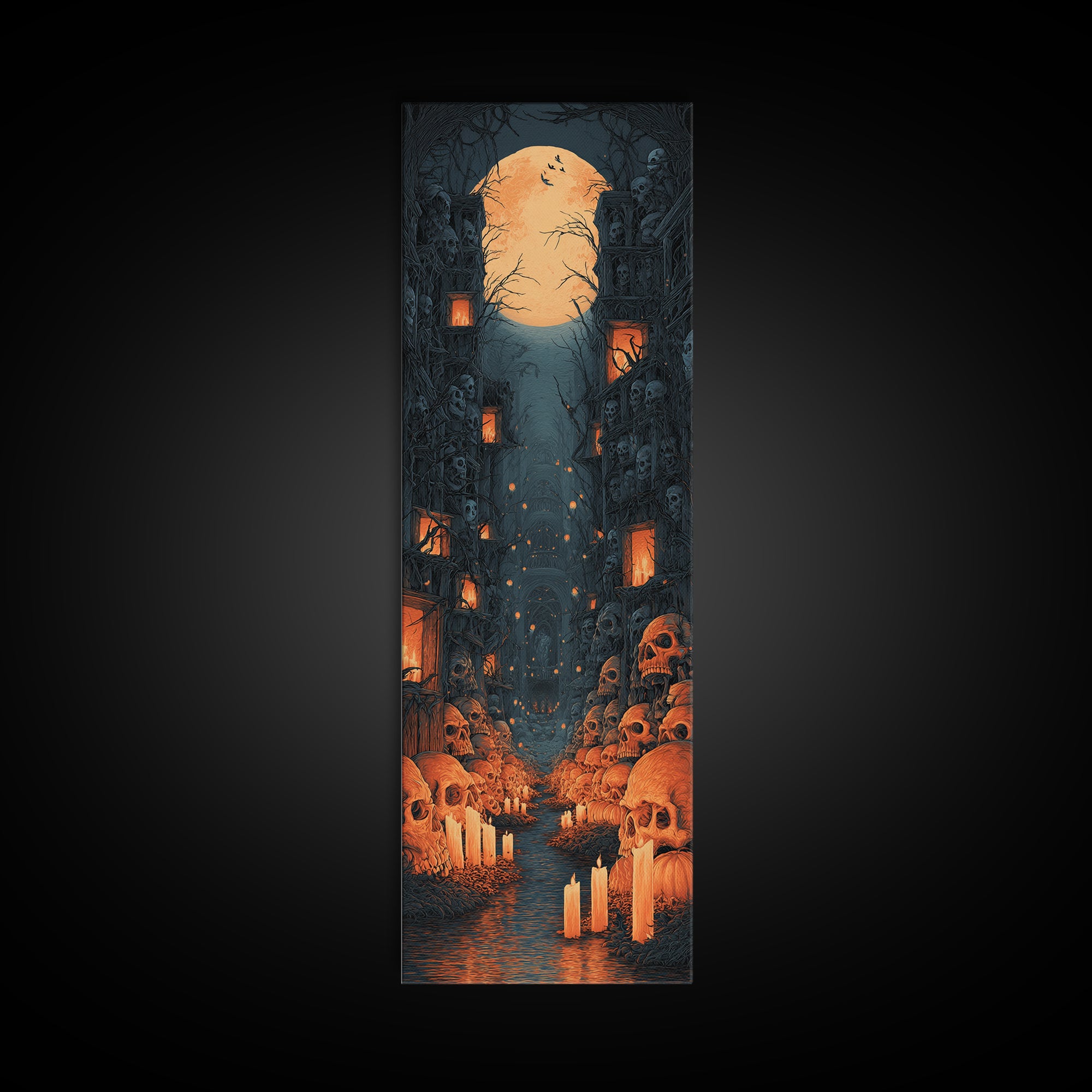 The Endless Catacombs, Tall Narrow Wall Art, Spooky Home Decor, Canvas Print, Halloween Wall Decor, Gothic Home Decor, Spooky Wall Decor