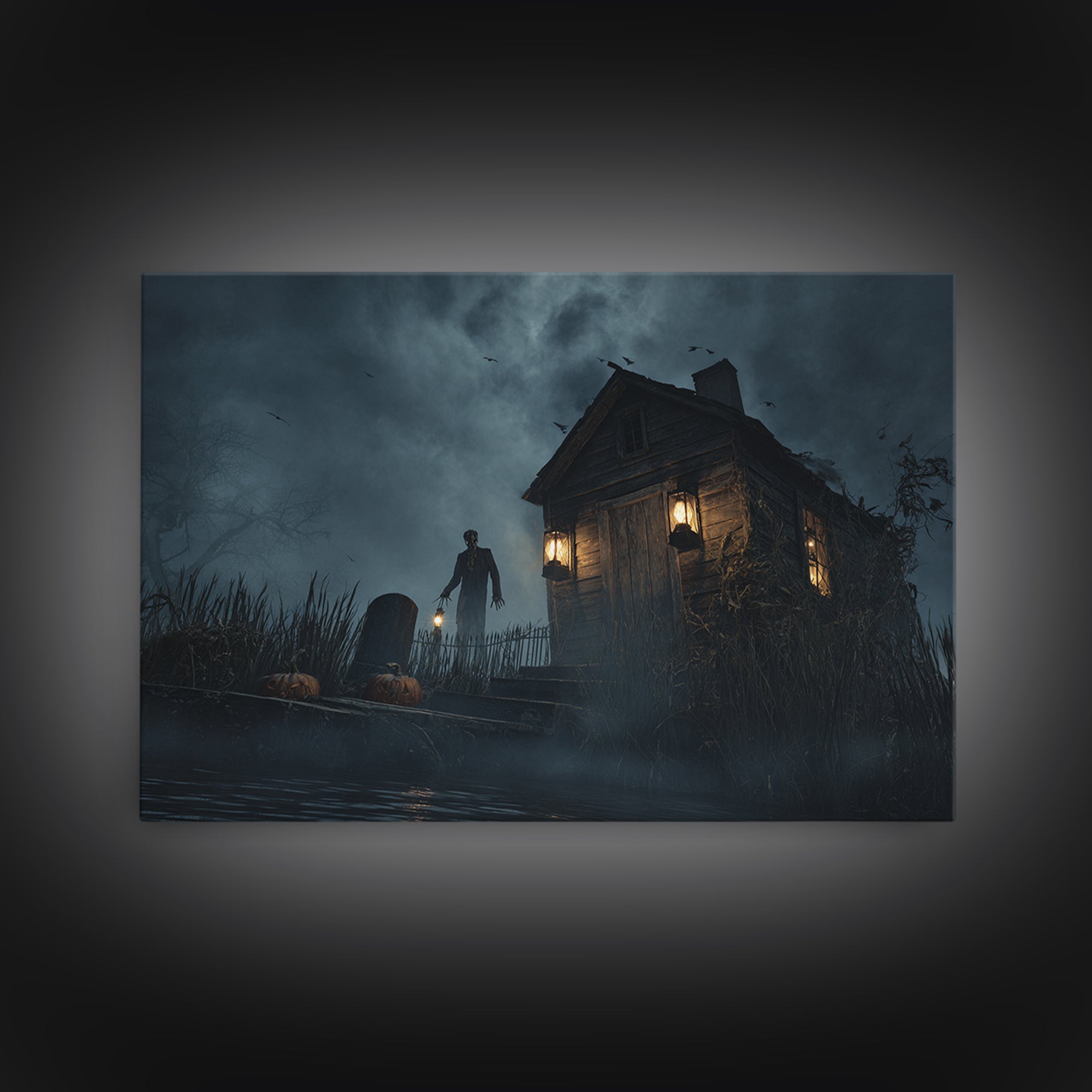 The Foggy Swamp Shack, Landscape Wall Art, Spooky Home Decor, Canvas Print, Halloween Wall Decor, Gothic Home Decor, Horror Wall Art
