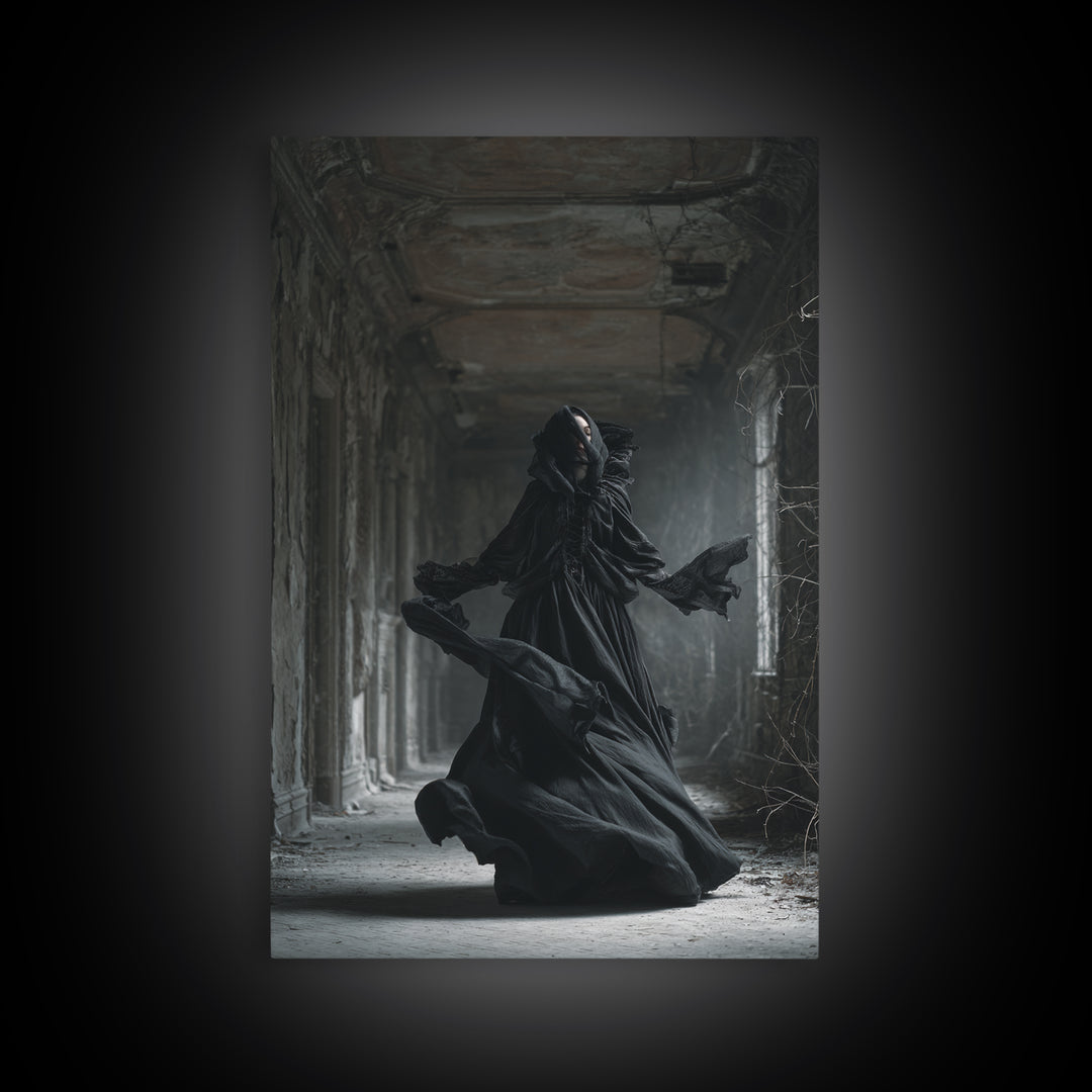 The Derelict Asylum, Vertical Wall Art, Macabre Wall Art, Framed Canvas Print, Halloween Wall Decor, Gothic Home Decor, Halloween Decor