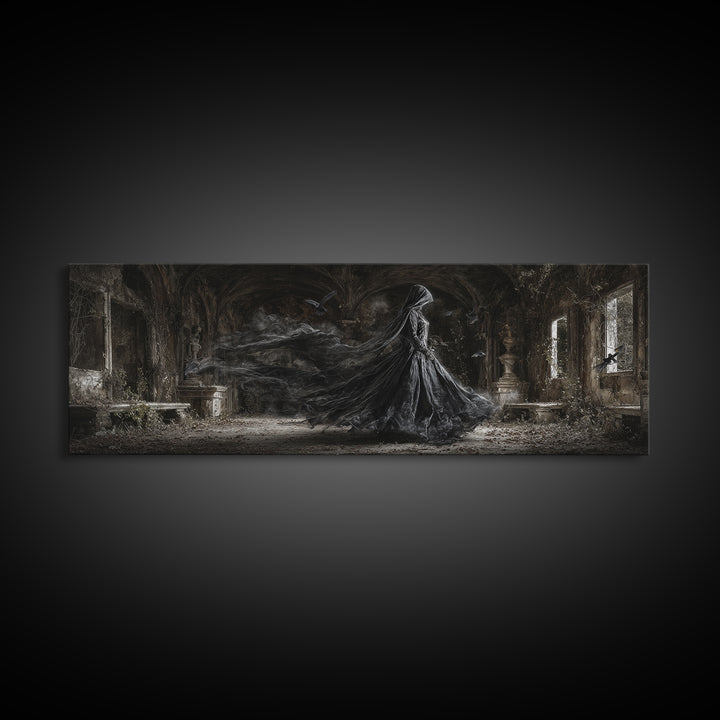 The Derelict Asylum, Extra Wide Wall Art, Spooky Home Decor, Canvas Print, Halloween Wall Decor, Gothic Home Decor, Collectible Wall Decor