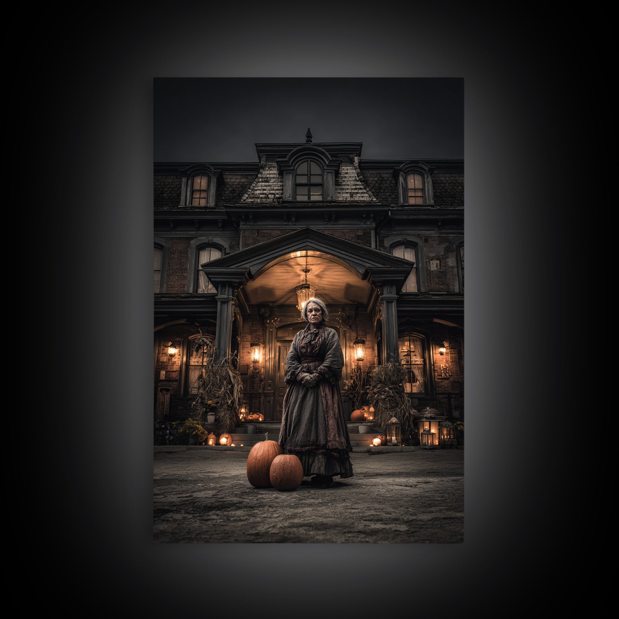 The Haunted Hotel, Vertical Wall Art, Macabre Wall Art, Framed Canvas Print, Halloween Wall Decor, Gothic Home Decor, Spooky Wall Decor