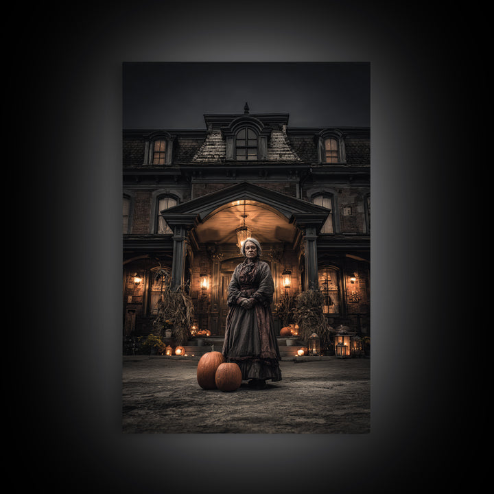 The Haunted Hotel, Vertical Wall Art, Macabre Wall Art, Framed Canvas Print, Halloween Wall Decor, Gothic Home Decor, Spooky Wall Decor