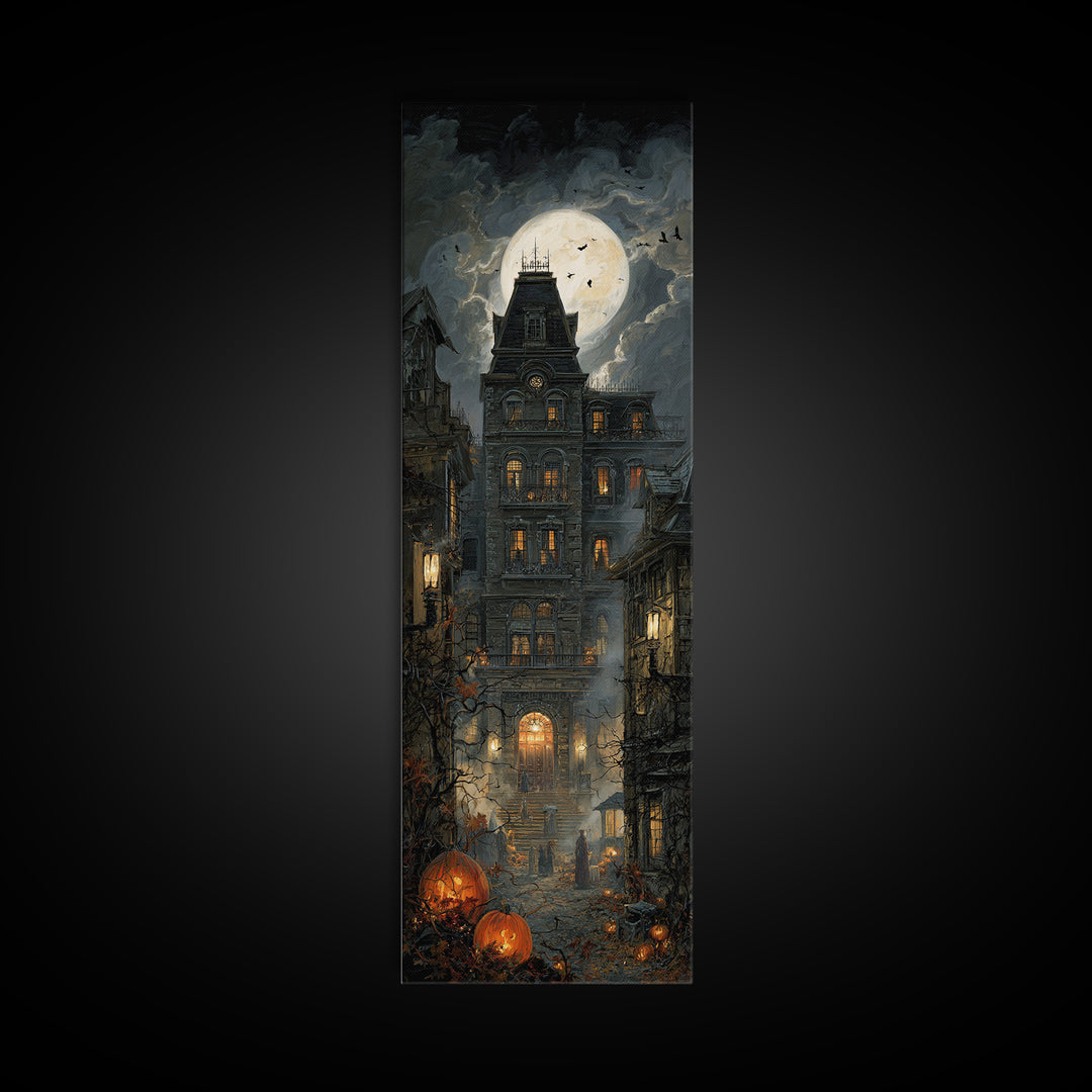 The Haunted Hotel, Tall Narrow Wall Art, Spooky Home Decor, Canvas Print, Halloween Wall Decor, Gothic Home Decor, Macabre Wall Art