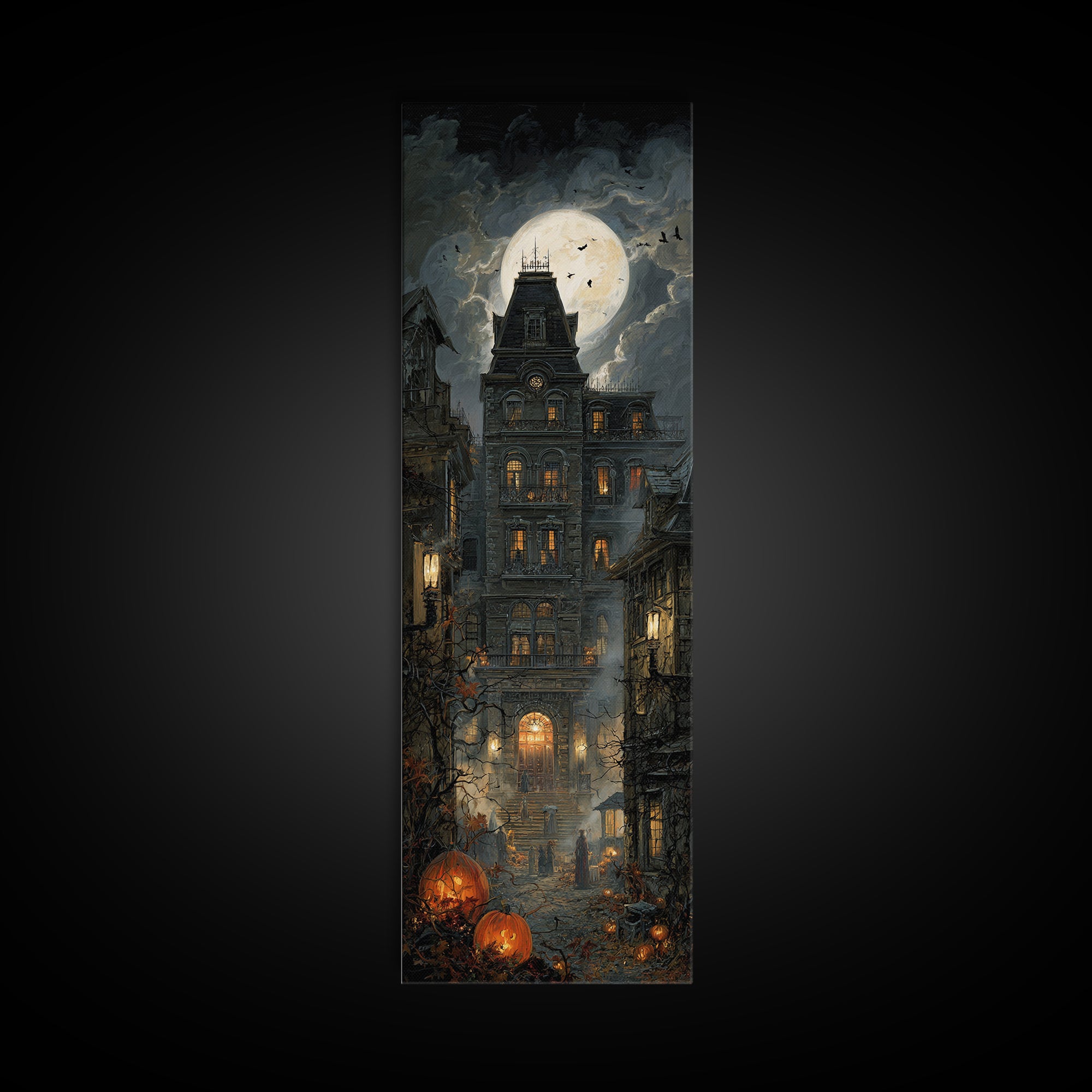 The Haunted Hotel, Tall Narrow Wall Art, Spooky Home Decor, Canvas Print, Halloween Wall Decor, Gothic Home Decor, Macabre Wall Art