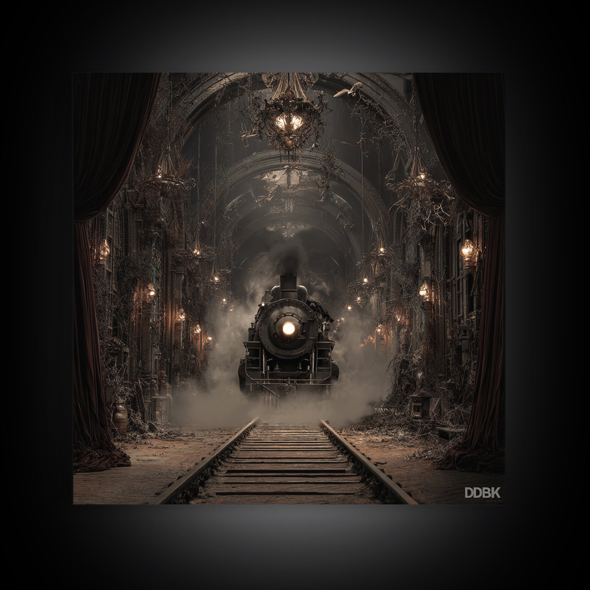 The Abandoned Train Station, Square Wall Art, Spooky Home Decor, Canvas Print, Halloween Wall Decor, Gothic Home Decor, Spooky Wall Decor