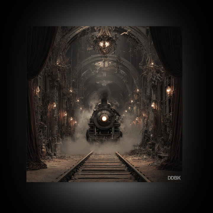 The Abandoned Train Station, Square Wall Art, Spooky Home Decor, Canvas Print, Halloween Wall Decor, Gothic Home Decor, Spooky Wall Decor
