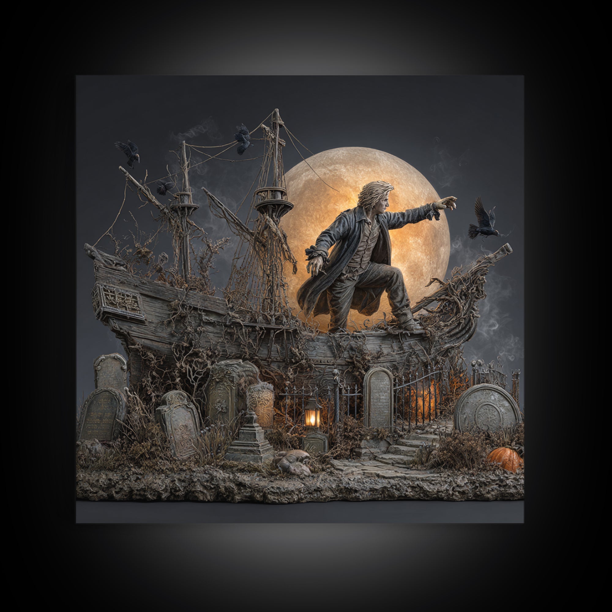 The Shipwreck Cove, Square Wall Art, Dark Fantasy Wall Art, Canvas Print, Halloween Wall Decor, Gothic Home Decor, Statement Wall Art