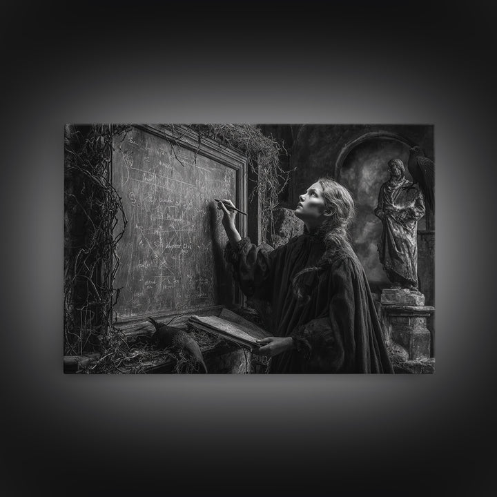 The Silent Schoolhouse, Landscape Wall Art, Haunted Gothic Art, Framed Canvas Print, Halloween Wall Decor, Gothic Home Decor