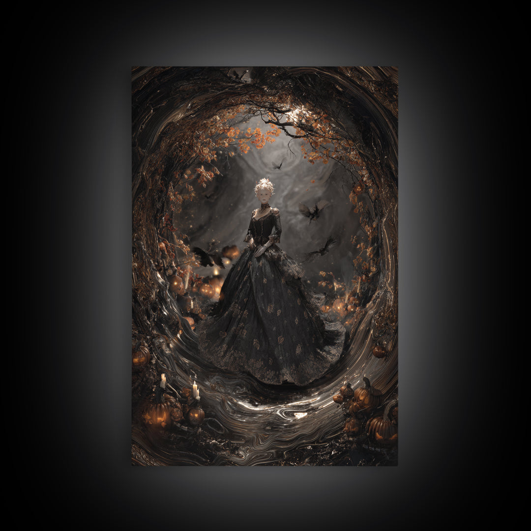 The Midnight Masquerade, Vertical Wall Art, Dark Halloween Decor, Canvas Print, Halloween Wall Decor, Gothic Home Decor