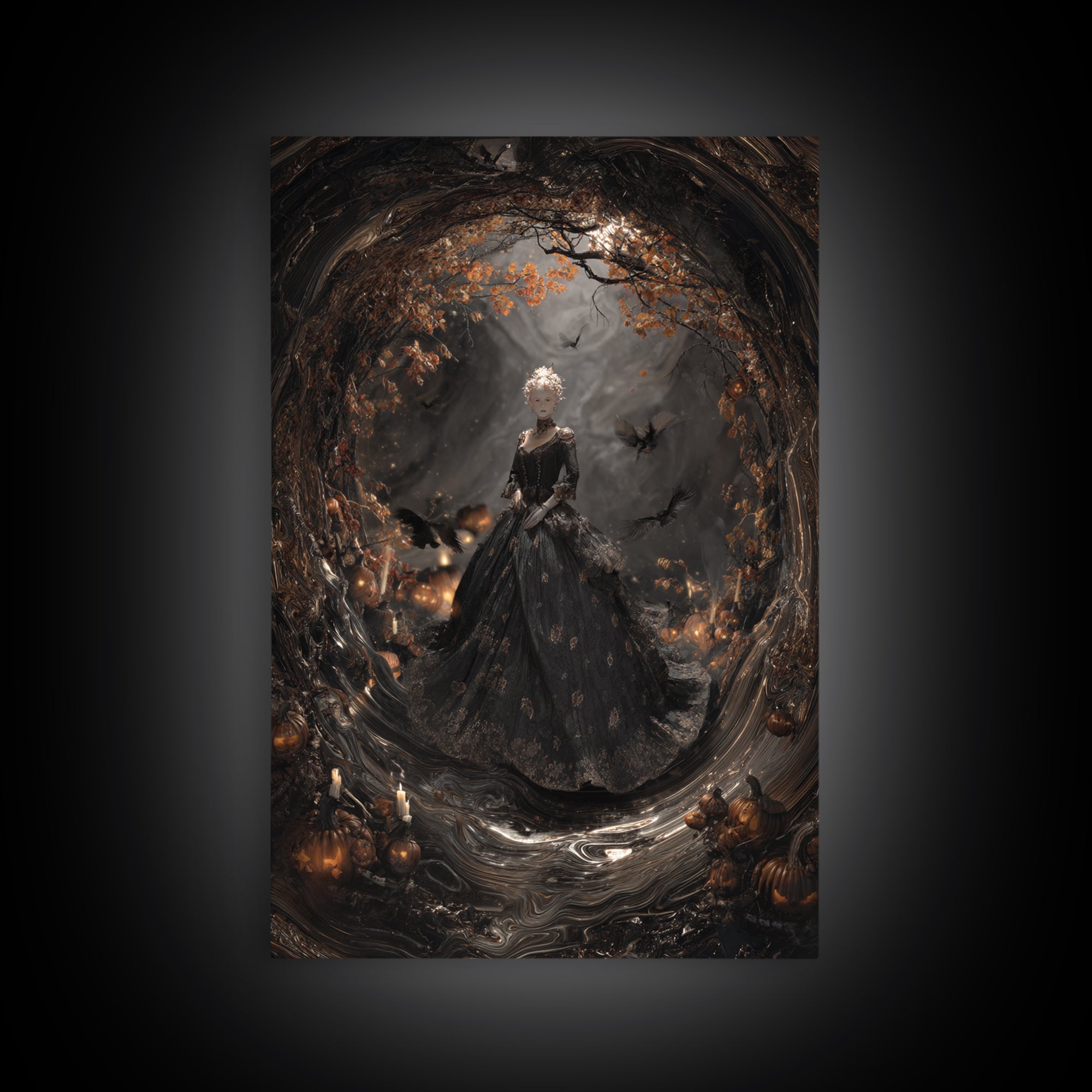 The Midnight Masquerade, Vertical Wall Art, Dark Halloween Decor, Canvas Print, Halloween Wall Decor, Gothic Home Decor