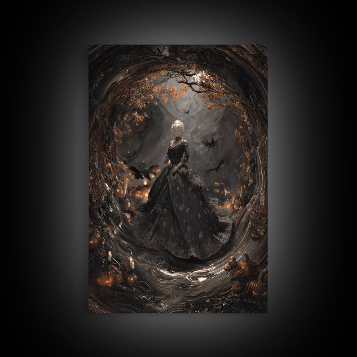 The Midnight Masquerade, Vertical Wall Art, Dark Halloween Decor, Canvas Print, Halloween Wall Decor, Gothic Home Decor