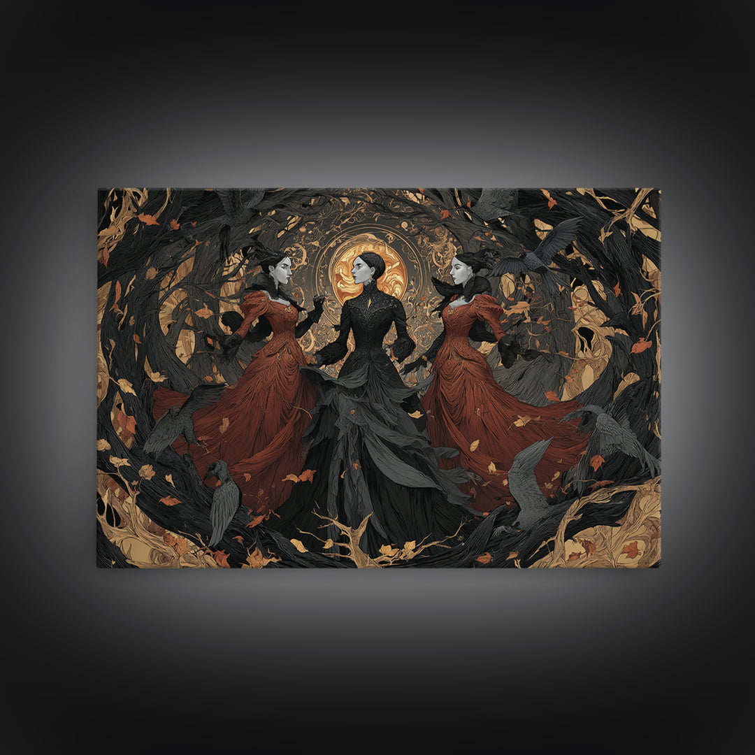 The Midnight Masquerade, Landscape Wall Art, Macabre Wall Art, Framed Canvas Print, Halloween Wall Decor, Gothic Home Decor