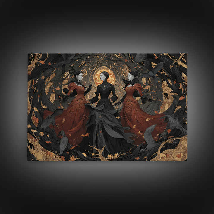 The Midnight Masquerade, Landscape Wall Art, Macabre Wall Art, Framed Canvas Print, Halloween Wall Decor, Gothic Home Decor