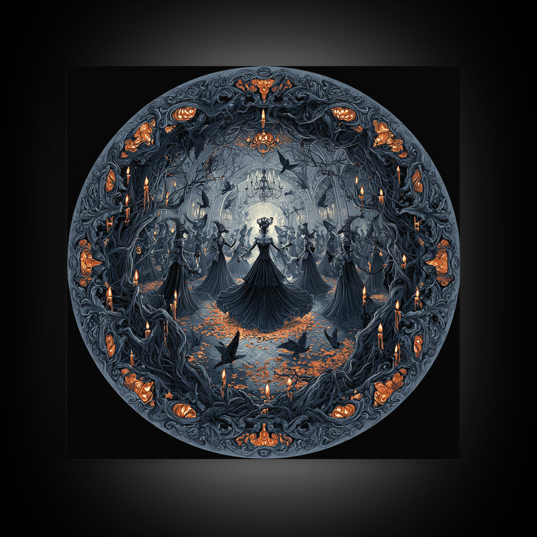 The Midnight Masquerade, Square Wall Art, Spooky Home Decor, Canvas Print, Halloween Wall Decor, Gothic Home Decor, Spooky Wall Decor