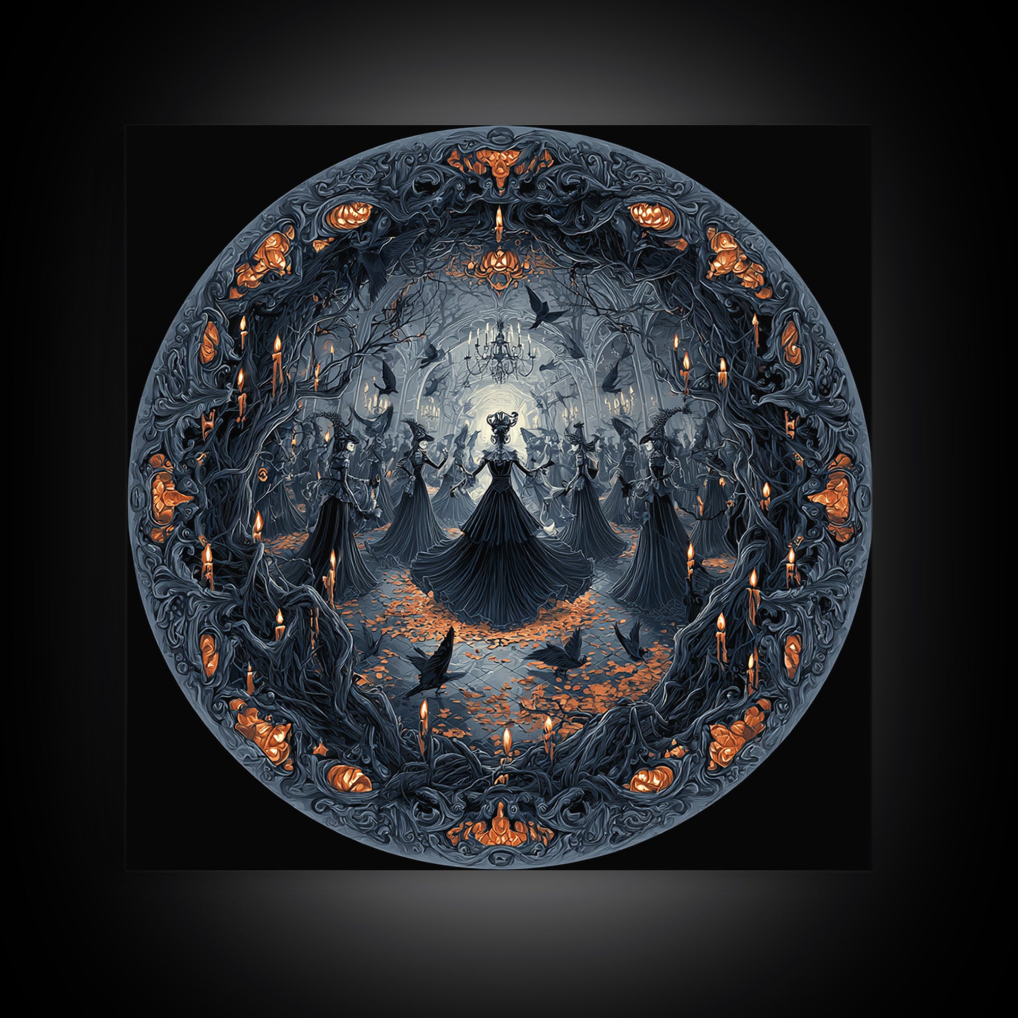 The Midnight Masquerade, Square Wall Art, Spooky Home Decor, Canvas Print, Halloween Wall Decor, Gothic Home Decor, Spooky Wall Decor