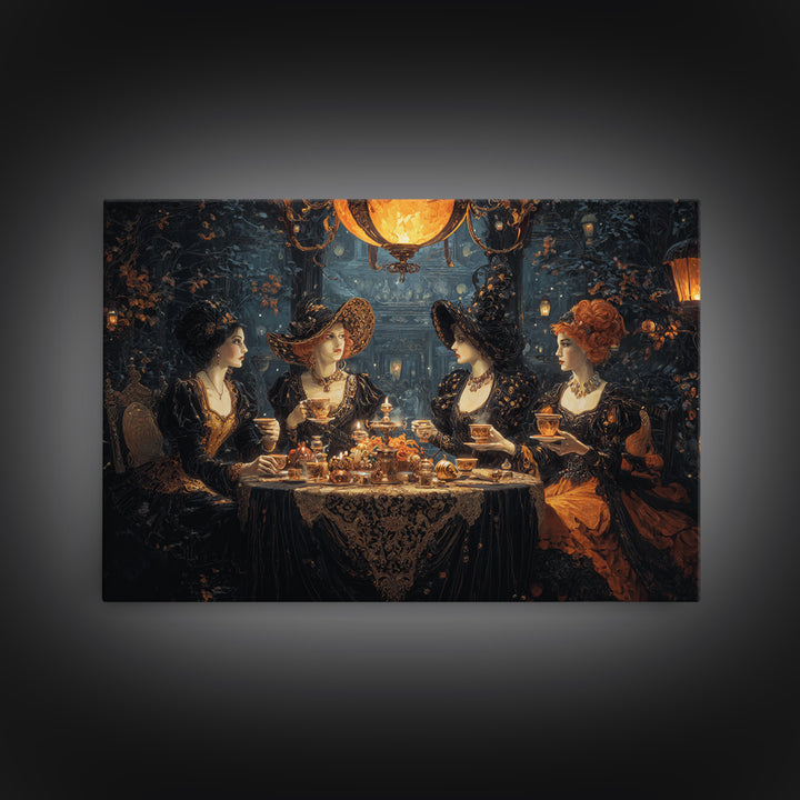 The Witches' Tea Party, Landscape Wall Art, Dark Fantasy Wall Art, Canvas Print, Halloween Wall Decor, Gothic Home Decor