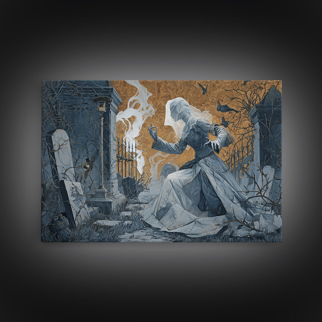 The Ghost Wedding, Landscape Wall Art, Dark Fantasy Wall Art, Canvas Print, Halloween Wall Decor, Gothic Home Decor, Statement Wall Art