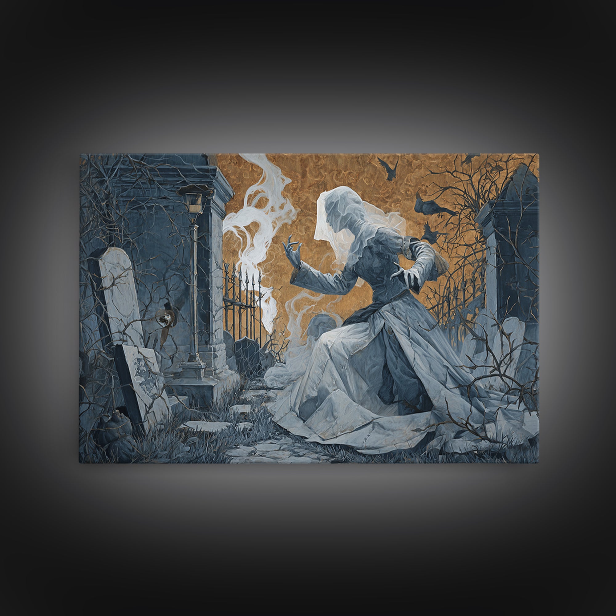 The Ghost Wedding, Landscape Wall Art, Dark Fantasy Wall Art, Canvas Print, Halloween Wall Decor, Gothic Home Decor, Statement Wall Art