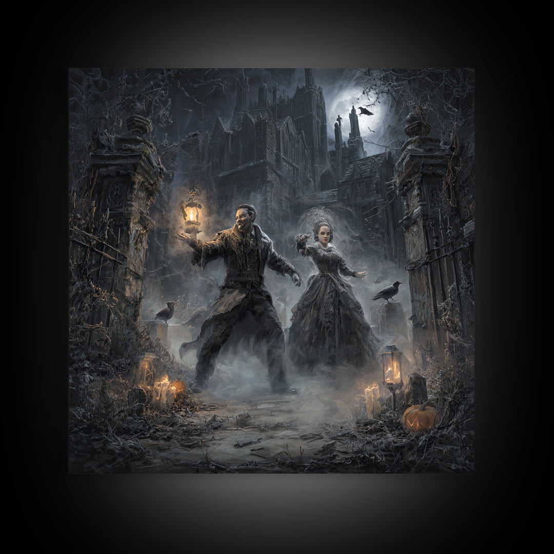 The Ghost Wedding, Square Wall Art, Gothic Horror Wall Art, Framed Canvas Print, Halloween Wall Decor, Gothic Home Decor, Halloween Decor