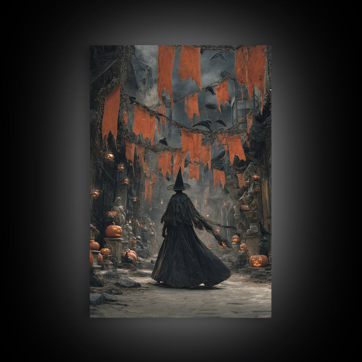 The Monster Parade, Vertical Wall Art, Haunted Gothic Art, Framed Canvas Print, Halloween Wall Decor, Gothic Home Decor, Halloween Wall Art