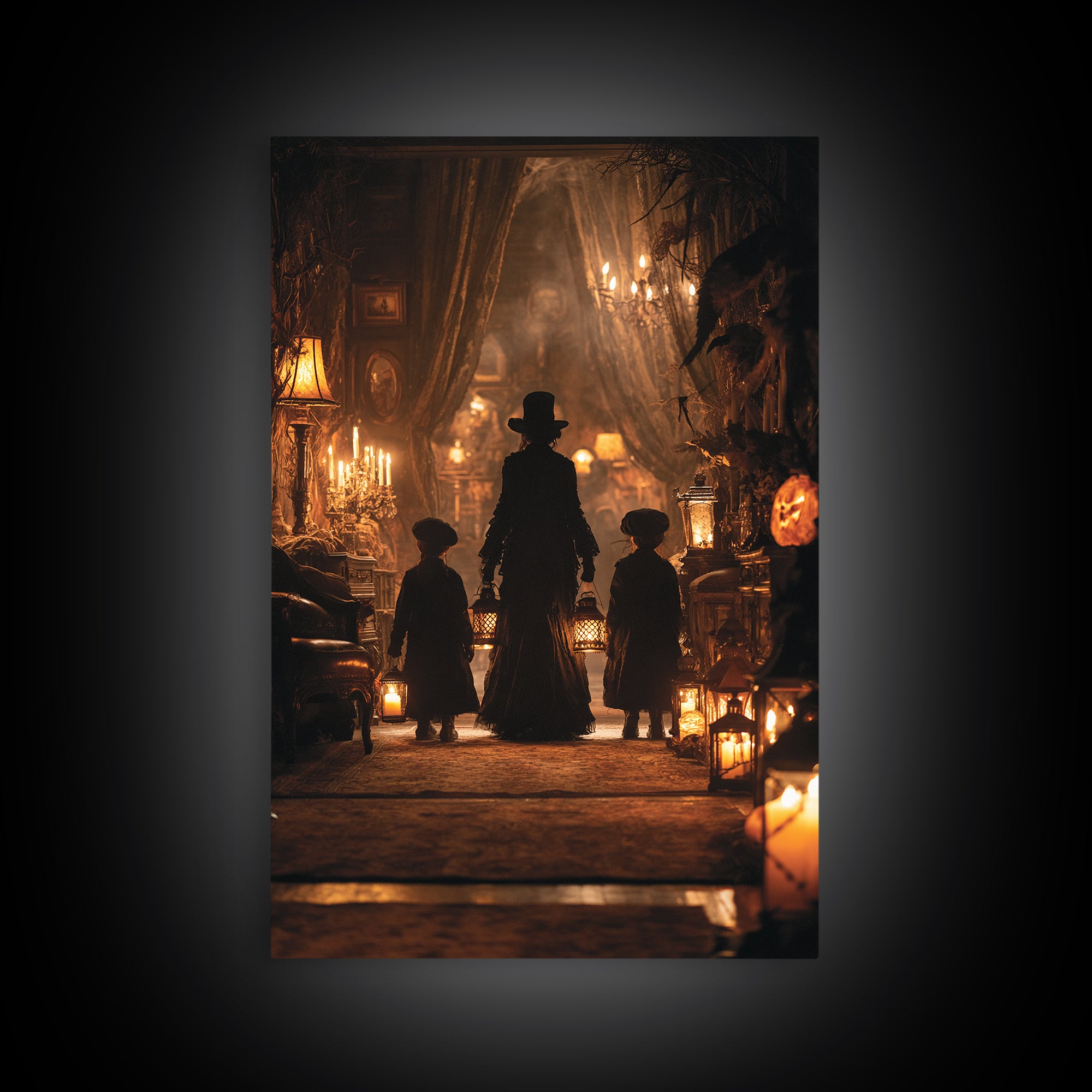 The Trick-Or-Treat Procession, Vertical Wall Art, Dark Fantasy Wall Art, Canvas Print, Halloween Wall Decor, Gothic Home Decor