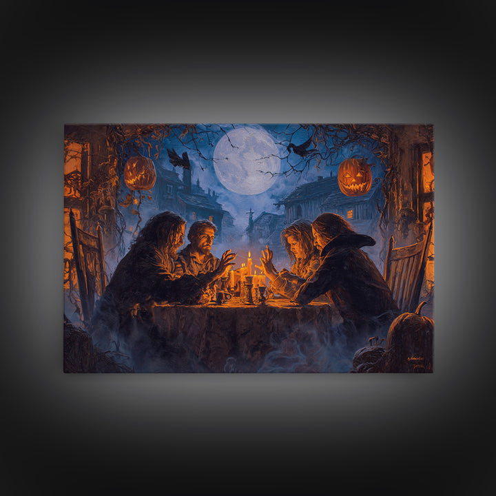 The Candlelit Seance, Landscape Wall Art, Gothic Horror Wall Art, Framed Canvas Print, Halloween Wall Decor, Gothic Home Decor