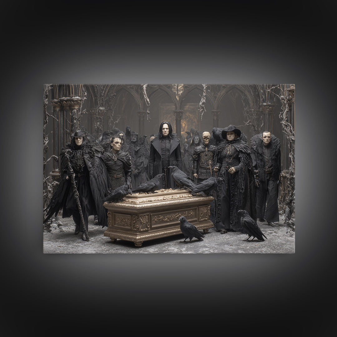 The Raven Funeral, Landscape Wall Art, Spooky Home Decor, Canvas Print, Halloween Wall Decor, Gothic Home Decor, Horror Wall Art