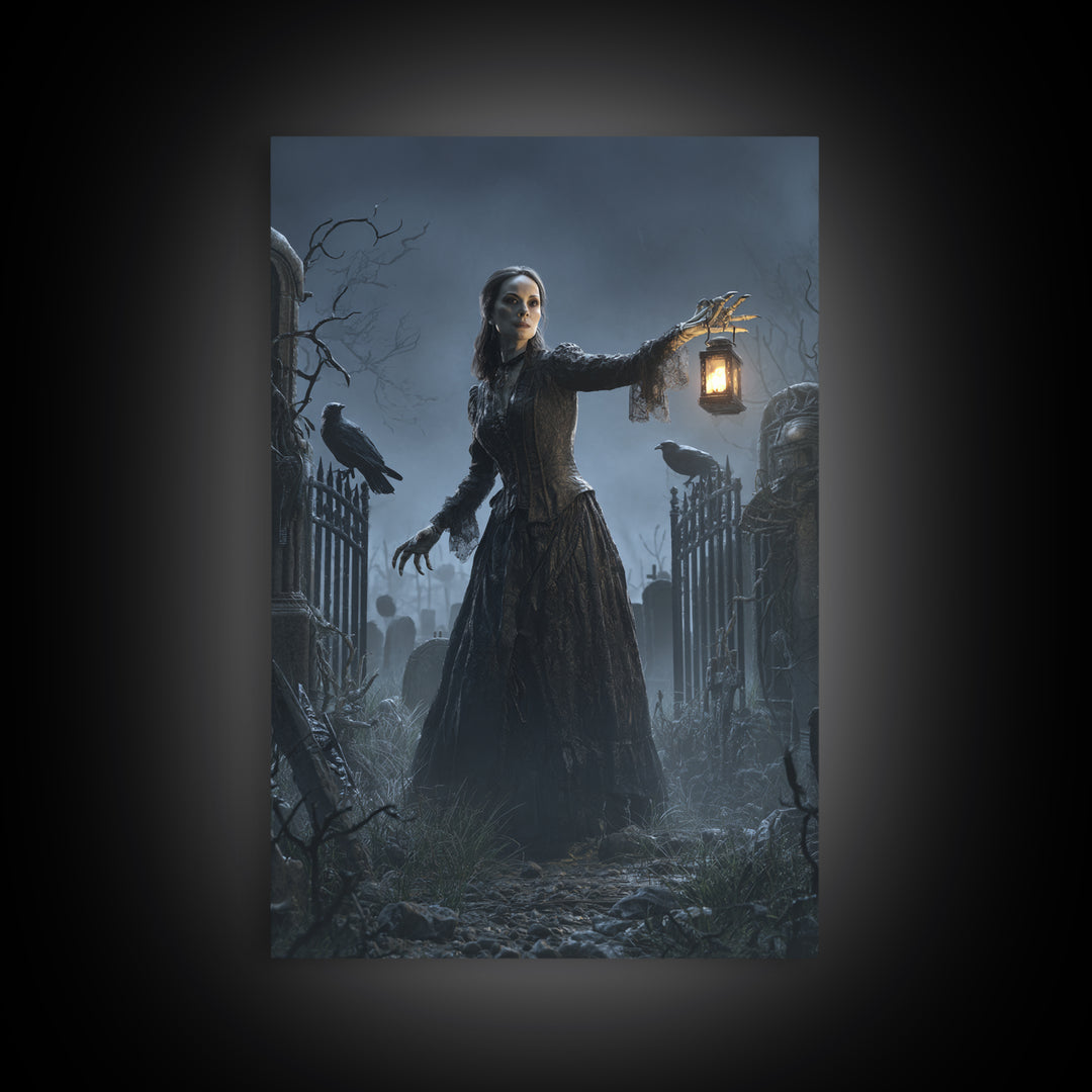The Graveyard Dance, Vertical Wall Art, Dark Fantasy Wall Art, Canvas Print, Halloween Wall Decor, Gothic Home Decor, Statement Wall Art