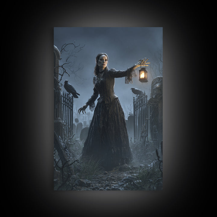 The Graveyard Dance, Vertical Wall Art, Dark Fantasy Wall Art, Canvas Print, Halloween Wall Decor, Gothic Home Decor, Statement Wall Art