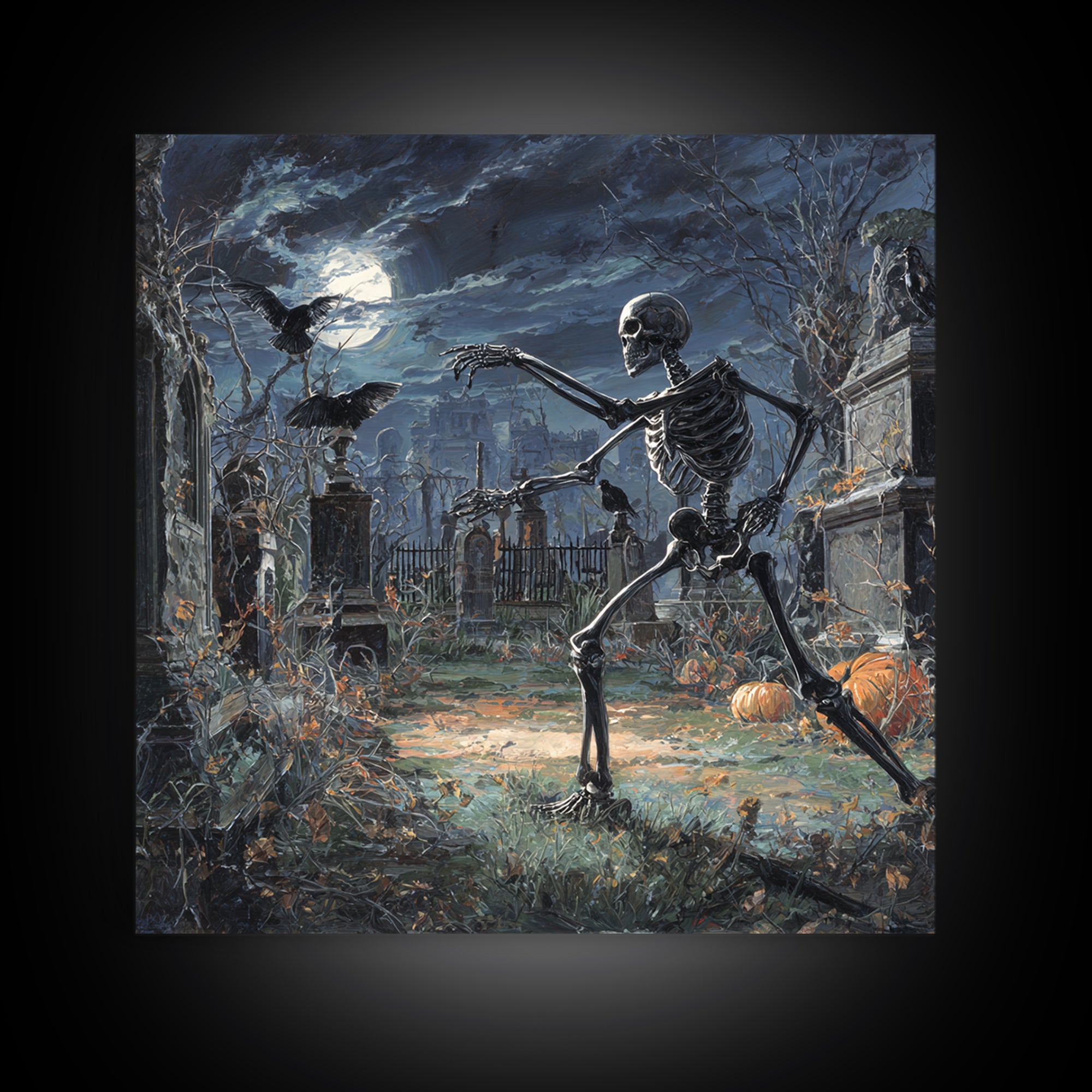 The Graveyard Dance, Square Wall Art, Dark Fantasy Wall Art, Canvas Print, Halloween Wall Decor, Gothic Home Decor, Statement Wall Art