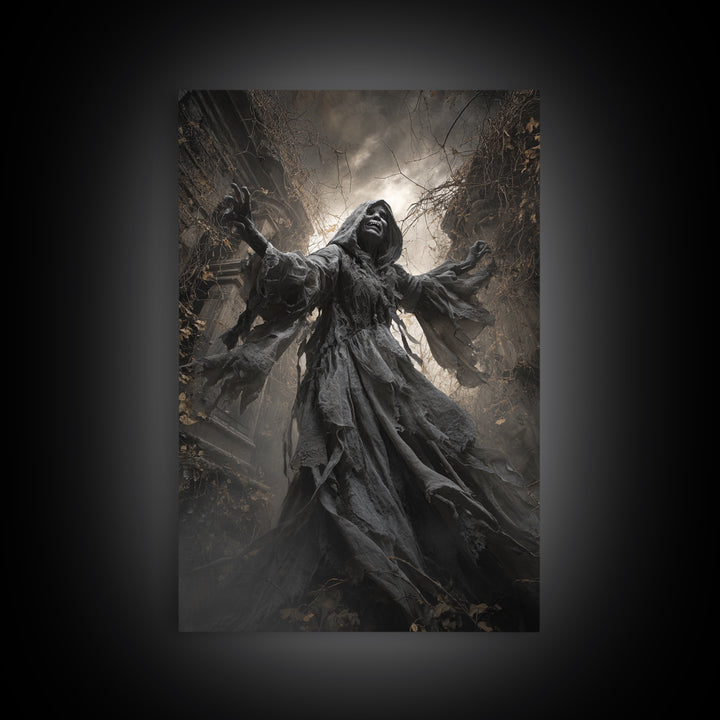 The Haunted Hayride, Vertical Wall Art, Dark Halloween Decor, Canvas Print, Halloween Wall Decor, Gothic Home Decor, Horror Wall Art