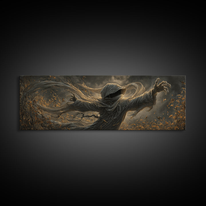 The Haunted Hayride, Extra Wide Wall Art, Macabre Wall Art, Framed Canvas Print, Halloween Wall Decor, Gothic Home Decor