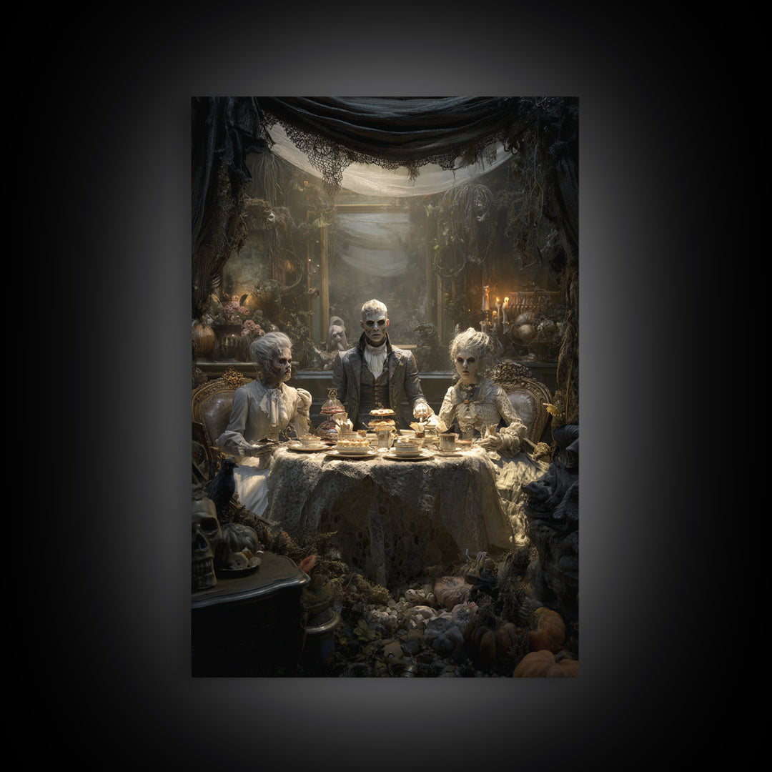 The Zombie Picnic, Vertical Wall Art, Spooky Home Decor, Canvas Print, Halloween Wall Decor, Gothic Home Decor, Halloween Wall Art