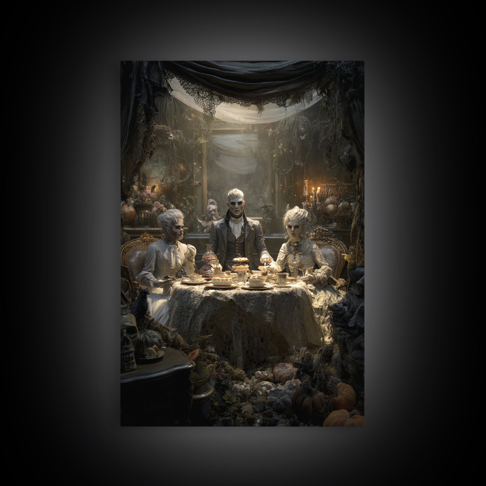 The Zombie Picnic, Vertical Wall Art, Spooky Home Decor, Canvas Print, Halloween Wall Decor, Gothic Home Decor, Halloween Wall Art