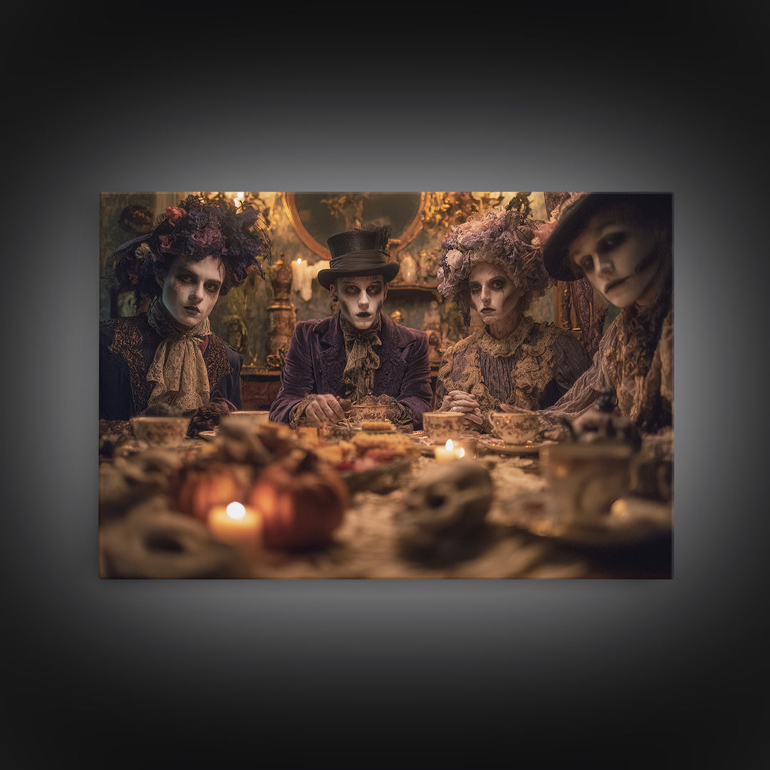 The Zombie Picnic, Landscape Wall Art, Gothic Horror Wall Art, Framed Canvas Print, Halloween Wall Decor, Gothic Home Decor