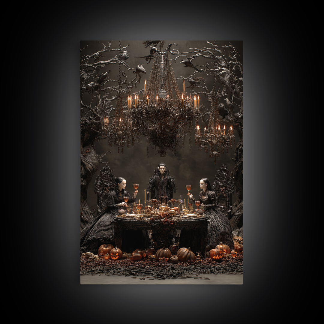 The Vampire Banquet, Vertical Wall Art, Dark Fantasy Wall Art, Canvas Print, Halloween Wall Decor, Gothic Home Decor, Spooky Wall Decor