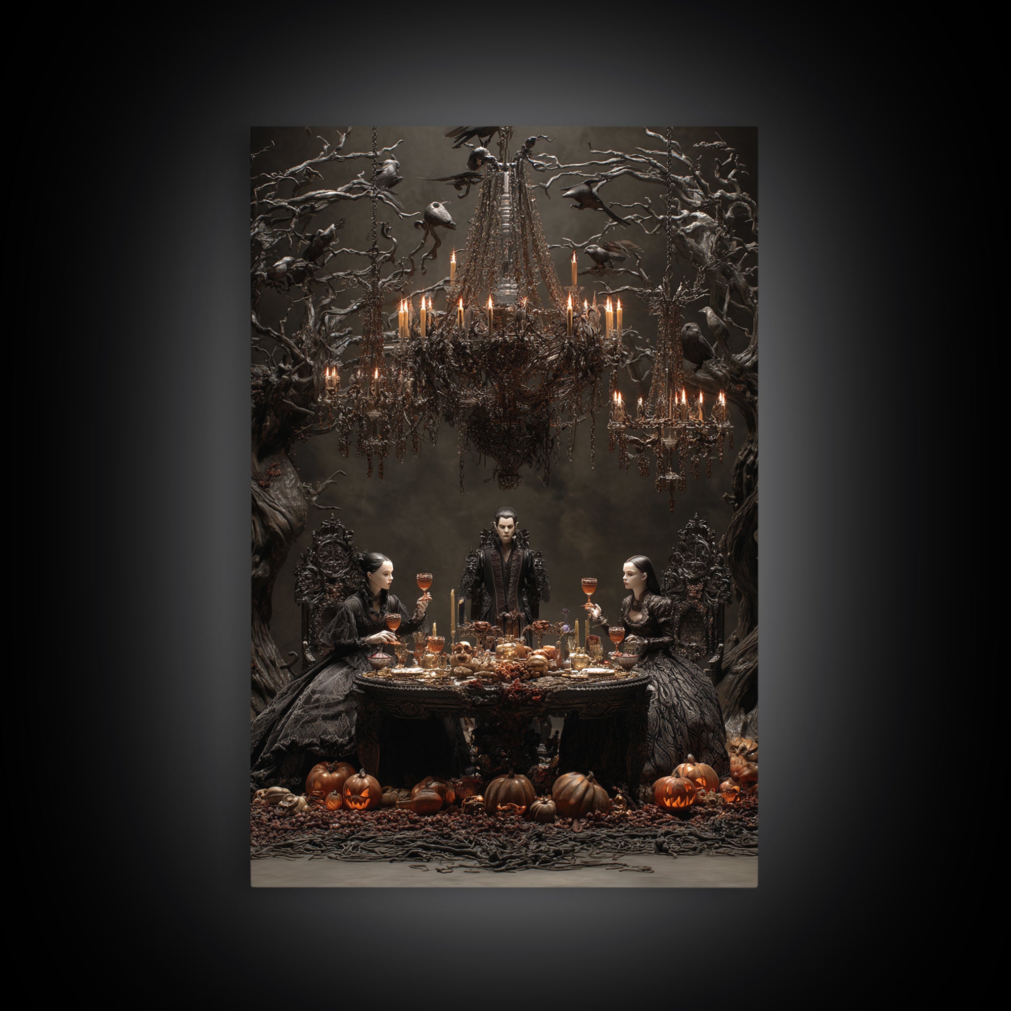 The Vampire Banquet, Vertical Wall Art, Dark Fantasy Wall Art, Canvas Print, Halloween Wall Decor, Gothic Home Decor, Spooky Wall Decor