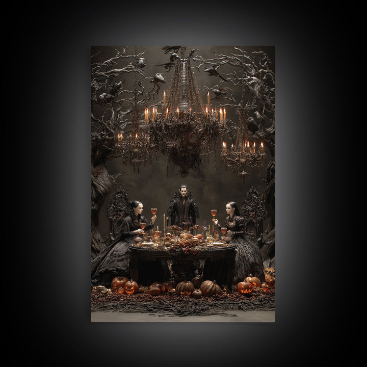 The Vampire Banquet, Vertical Wall Art, Dark Fantasy Wall Art, Canvas Print, Halloween Wall Decor, Gothic Home Decor, Spooky Wall Decor