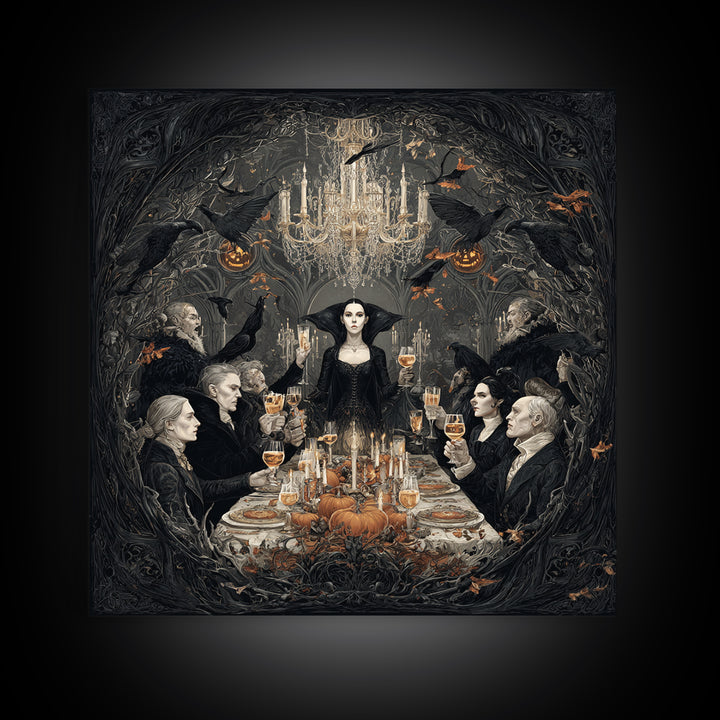 The Vampire Banquet, Square Wall Art, Dark Fantasy Wall Art, Canvas Print, Halloween Wall Decor, Gothic Home Decor, Seasonal Home Decor