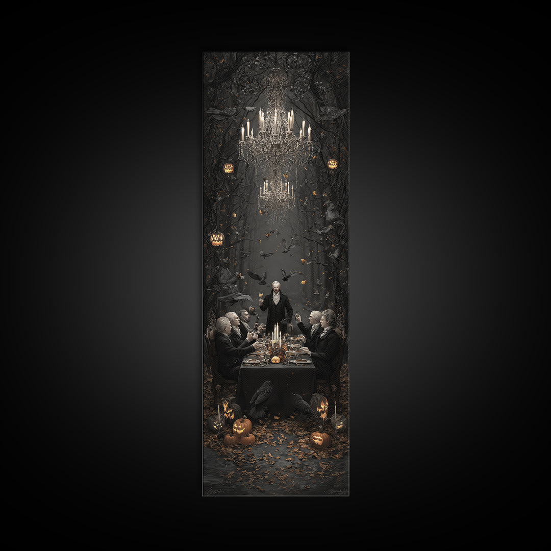 The Vampire Banquet, Tall Narrow Wall Art, Spooky Home Decor, Canvas Print, Halloween Wall Decor, Gothic Home Decor, Spooky Wall Decor