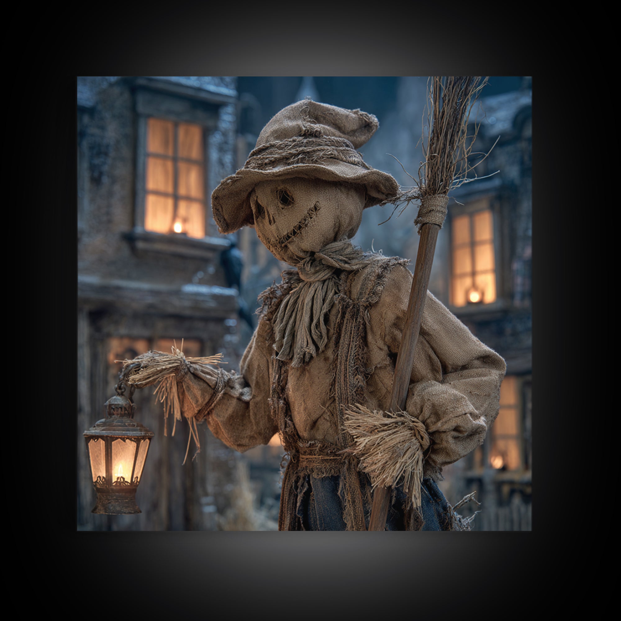 The Scarecrow Uprising, Square Wall Art, Haunted Gothic Art, Framed Canvas Print, Halloween Wall Decor, Gothic Home Decor, Horror Wall Art