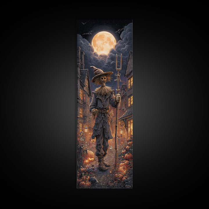 The Scarecrow Uprising, Tall Narrow Wall Art, Spooky Home Decor, Canvas Print, Halloween Wall Decor, Gothic Home Decor, Halloween Wall Art