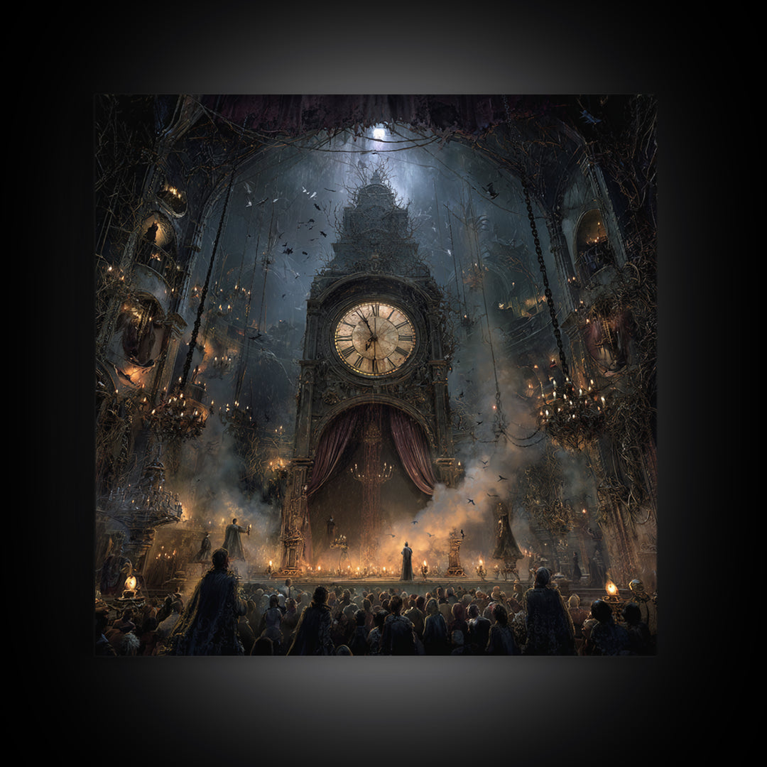 The Thirteenth Bell, Square Wall Art, Spooky Home Decor, Canvas Print, Halloween Wall Decor, Gothic Home Decor, Dark Fantasy Art
