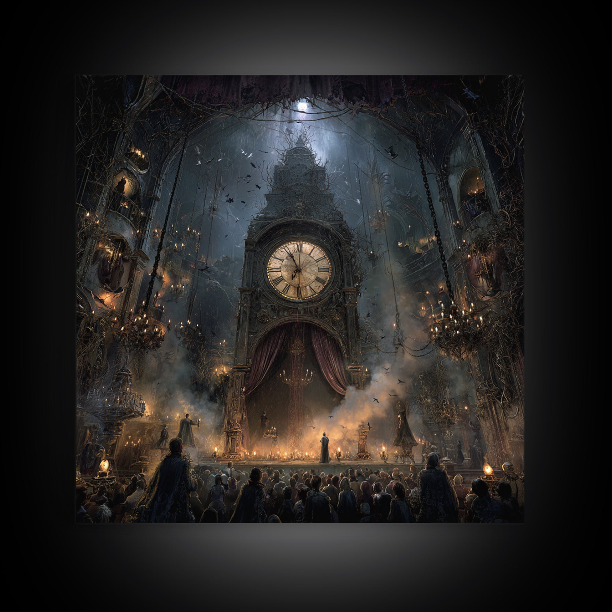 The Thirteenth Bell, Square Wall Art, Spooky Home Decor, Canvas Print, Halloween Wall Decor, Gothic Home Decor, Dark Fantasy Art