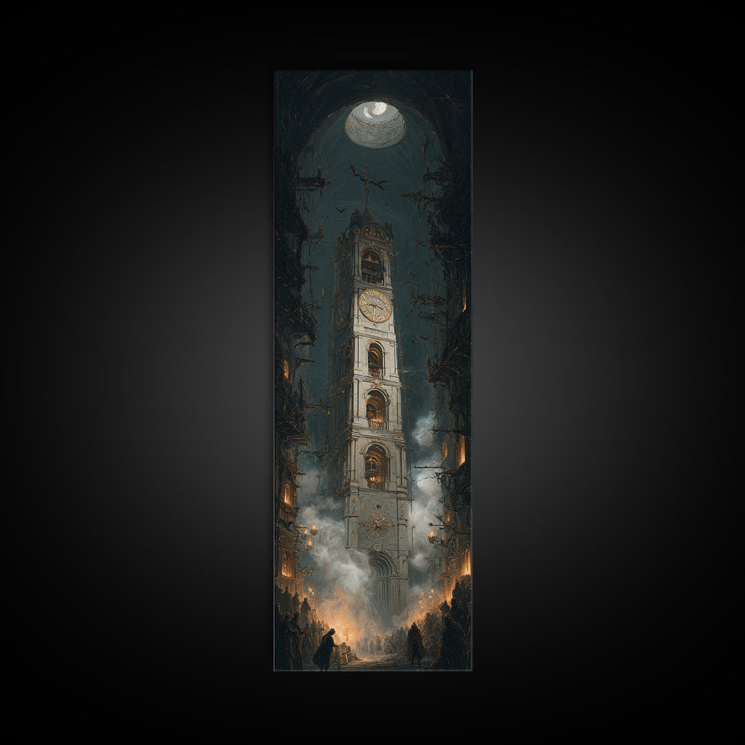 The Thirteenth Bell, Tall Narrow Wall Art, Dark Halloween Decor, Canvas Print, Halloween Wall Decor, Gothic Home Decor, Dark Fantasy Art